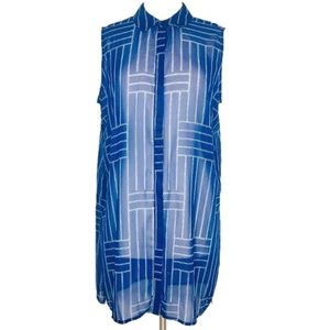 Como Black blue sheer sleeveless blouse XL